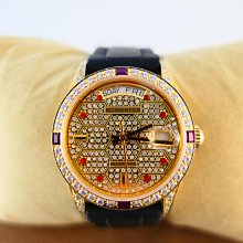 ROSDENTON 【RN勞斯丹頓 征服情海8808 中性三眼雙圓排鑲鑽陶瓷腕錶 】附保卡、大錶盒。旋轉式鑽框 日本機芯 歷史價格詳細信息