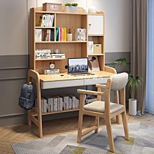 實木電腦桌帶書架書櫃組合臺式家用寫字桌書桌松木兒童學習桌 歷史價格詳細信息