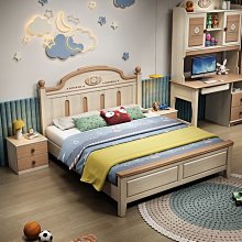 實木兒童床男孩1.5米床頭儲物床女孩臥室單人粉色卡通公主床 歷史價格詳細信息