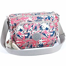 Kipling 猴子包 K12969 粉色幾何印花 輕量輕便多夾層 斜背肩背包 防水-雙喜生活館 歷史價格詳細信息