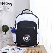 Kipling 黑白拼色 K21305 K10329 拉鍊款輕量雙肩後背包 大款  防水-雙喜生活館 歷史價格詳細信息