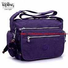 Kipling 猴子包 K19941 牛仔藍 多夾層拉鍊款輕量斜背包肩背包 大容量 旅遊 防水-雙喜生活館 歷史價格詳細信息