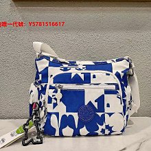 代購Kipling 猴子包 K12632 藍色幾何圖 多夾層斜背肩背包 兩側有拉鍊口袋 輕量 防水 限量 明星大牌同款 歷史價格詳細信息