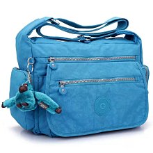 Kipling 猴子包 K19941 牛仔藍 多夾層拉鍊款輕量斜背包肩背包 大容量 旅遊 防水-雙喜生活館 歷史價格詳細信息