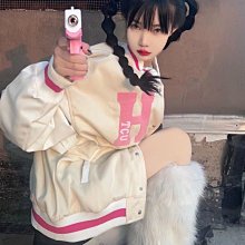 皮棒球外套 毛呢棒球外套 刷毛棒球服復古vebe風外套女2023新款秋冬寬鬆ins潮加厚情侶夾克 歷史價格詳細信息