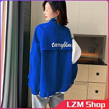 克萊因藍棒球服女春秋ins潮寬松bf慵懶風美式復古炸街外套 歷史價格詳細信息