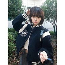 上衣女 棒球服 外套 夾克 學院風 2022秋上新款韓版寬鬆學生服 拼色刺繡拼接小外套大學T外套 底價熱銷中 品質保證-羊城故事 歷史價格詳細信息