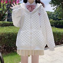 『悅家』華夫格連帽外套女秋季新款設計感衛衣慵懶學院風上衣拉鏈開衫女性衣服外套女裝休閒服裝~9344 歷史價格詳細信息