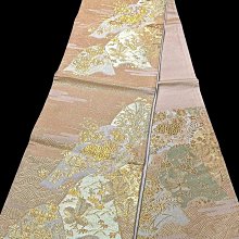 【茶】26-1102 日本和服腰帶 袋帶 金系 九百錦純金箔 歷史價格詳細信息