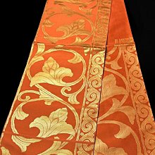 【茶】26-1102 日本和服腰帶 袋帶 金系 九百錦純金箔 歷史價格詳細信息