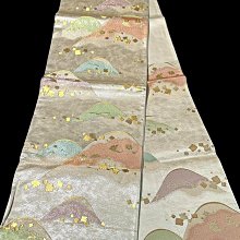 【茶】26-1102 日本和服腰帶 袋帶 金系 九百錦純金箔 歷史價格詳細信息