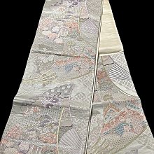 【茶】26-1102 日本和服腰帶 袋帶 金系 九百錦純金箔 歷史價格詳細信息