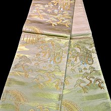 【茶】26-1102 日本和服腰帶 袋帶 金系 九百錦純金箔 歷史價格詳細信息