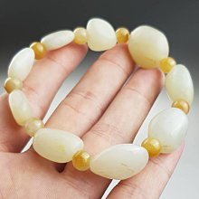 鳳崗文創---{白玉152}---和闐籽料黃玉老件—配老蜜蠟琥珀---黃玉珠尺寸約:1*1*1.4cm 歷史價格詳細信息