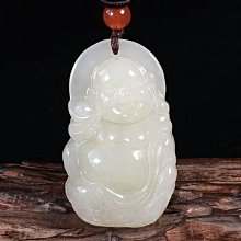 新疆和田玉白玉笑佛吊墜羊脂玉佛公掛件玉石布袋佛招財佛山料掛墜 歷史價格詳細信息