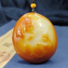 籽料佛新疆和闐玉籽料獨籽黃沁紅沁彌勒佛一夜成佛大葉吊墜掛件， 歷史價格詳細信息