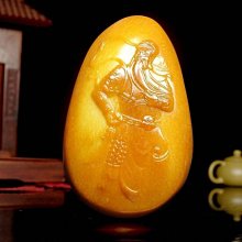 新疆和田玉羊脂玉籽料旺財獅子狗吊墜.重量：30.55g.38.4/24/17.6mm 歷史價格詳細信息