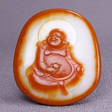 籽料佛新疆和闐玉籽料獨籽黃沁紅沁彌勒佛一夜成佛大葉吊墜掛件， 歷史價格詳細信息