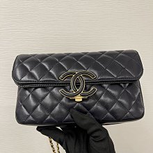 CHANEL 黑金雙色粗鏈條方胖子 22S 季節限定款  cf coco 方胖子 口蓋包 歷史價格詳細信息