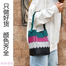 三宅褶皺幾何菱格托特包女2024新款時尚通勤單肩女包高級感大容量手提包包-時尚箱包 歷史價格詳細信息