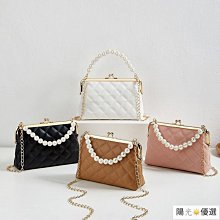 韓國繡花珍珠手提包 2024ladies handbag時尚女包菱格鏈條繡花包 女生斜背包 側背包-予你優選 歷史價格詳細信息