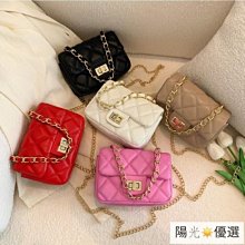 小香風 菱格鍊條包 百搭 菱格包 純色包 單肩包 側肩包 小廢包  斜挎包 mini包-陽光優選 歷史價格詳細信息