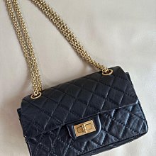 CHANEL 香奈兒 經典2.55 菱格紋小牛皮轉釦黑鍊肩背包(黑) 歷史價格詳細信息