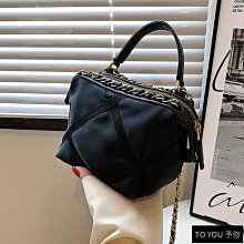 鏈條斜背包 牛仔布棋盤格水桶包 圓筒菱格帆布小包包女 小眾設計感ins斜背包 流行 精品 歷史價格詳細信息