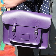 【大出清折扣現貨】正品 英國手工製 Zatchels 經典款 磁扣13吋 復古牛皮學院包 劍橋包 肩背方包 藍紫色 歷史價格詳細信息