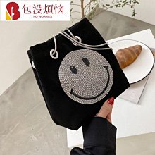 水鑽 笑臉包   ins網紅 小紅書 同款 閃閃鑲鑽手提包單肩斜挎鏈條包 豪華手袋--麥包包 歷史價格詳細信息