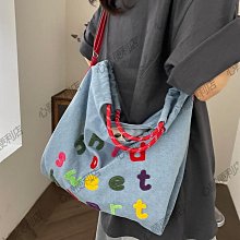 休閑牛仔布包包女2024新款潮春季流行單肩包大容量鏈條斜挎托特包【心願便利店】 歷史價格詳細信息