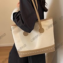 休閑帆布包包女士2024新款單肩包大容量托特包時尚百搭上課通勤包【心願便利店】 歷史價格詳細信息