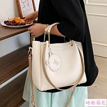 韓版高顏值大容量托特包藝文通勤水桶包小個子手提單肩斜背包牛皮休閒撞色女包 歷史價格詳細信息