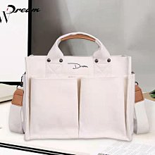 帆布包 日系素色 手提包 多口袋 大容量 便攜帆布袋 厚磅 上課通勤包 多功能媽咪包 多層托特包-包沒煩惱 歷史價格詳細信息