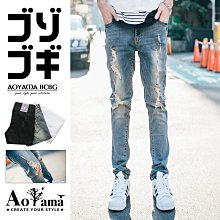 [青山AOYAMA]牛仔褲 破壞補丁水洗刷色彈力牛仔褲【K131】休閒褲 歷史價格詳細信息