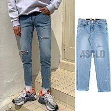 [So~What]東大門ByTheR韓製ASCLO區塊切割撞色立體3D車線留鬚不收邊微破損彈性9分牛仔褲 車銀優 劉亞仁 歷史價格詳細信息