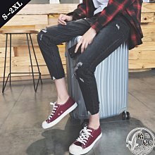 『型男風』27-36腰 港風19春夏裝男士刺繡牛仔褲 小腳褲 藍灰色韓版九分褲 歷史價格詳細信息