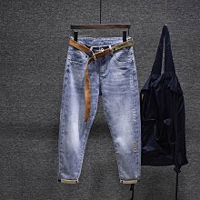 【型男會社】0511 YYS 香港高端微哈老爹牛仔褲男潮牌寬松小直筒九分褲彈力破洞補丁9分 歷史價格詳細信息