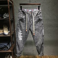 【型男會社】0511 YYS 春秋淺藍色無彈牛仔褲男九分青年多口袋工裝褲寬松直筒蘿卜褲 歷史價格詳細信息