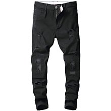 【型男會社】0516 QKN 新款男士歐美小直筒修身牛仔褲破洞水洗牛仔褲男磨破牛仔褲男 歷史價格詳細信息