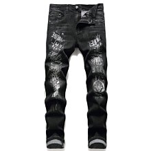 【型男會社】0518 BPFZ 原創設計新款歐美風格潮男褲夏季淺藍色破洞小直筒無彈牛仔褲7112 歷史價格詳細信息