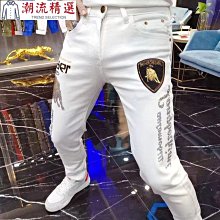 牛仔長褲男生 加大尺碼男褲 彈力褲塗鴉印花潮牌牛仔褲男緊身窄管高級長褲子男士新品 0QPR-潮流精選 歷史價格詳細信息