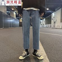 休閒牛仔褲 男褲 青少年學生男裝破洞小腳牛仔褲韓版修身潮流ins休閑褲3815 歷史價格詳細信息