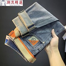 新款牛仔庫男秋季彈力雪花水洗修身直筒庫復古百搭休閑男士牛仔庫 歷史價格詳細信息
