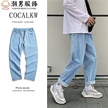 韓版牛仔褲子男生寬松百搭闊腿3新款早秋潮流ins直筒長褲男女-毛毛男裝 歷史價格詳細信息