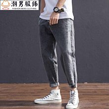 胖子松緊腰系帶加肥加大碼牛仔褲男束腳寬松休閑彈力長褲直筒 歷史價格詳細信息