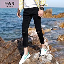 【時光角】 男士九分褲 薄款夏秋季白色褲子 男韓版潮流窄管哈倫褲 緊身休閒褲 歷史價格詳細信息