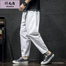 【時光角】 男士九分褲 薄款夏秋季白色褲子 男韓版潮流窄管哈倫褲 緊身休閒褲 歷史價格詳細信息