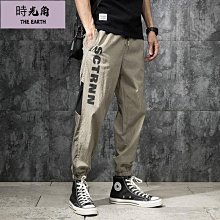 【時光角】 夏秋季薄款褲子男寬鬆潮流直筒鬆緊運動褲男新款男士休閒褲 歷史價格詳細信息