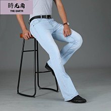 【時光角】 男士牛仔褲 男微喇叭牛仔長褲 韓版休閒喇叭褲 男牛仔直筒褲 白色牛仔褲 歷史價格詳細信息